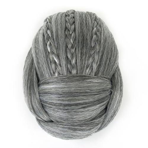 IMISSU Frauen geflochtene Chignon Tänzer Haarabdeckung Donut Haarteile Haargummis Perücke Clips für Hochsteckfrisur (Grau) von IMISSU
