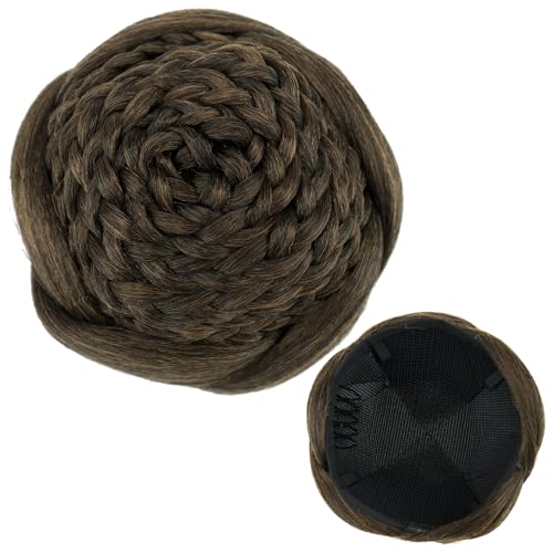 IMISSU Geflochtene Chignon Tänzerin Haarabdeckung Krapfen Haarteile Haargummis Frauen Haarknoten Perücke Hochsteckfrisur für Hochzeitsfeier (M2 Braun mischen) von IMISSU