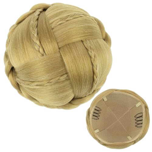 IMISSU Geflochtene Chignon Tänzerin Haarabdeckung Krapfen Haarteile Haargummis Frauen Haarknoten Perücke Hochsteckfrisur für Hochzeitsfeier (M3 Aschblond) von IMISSU