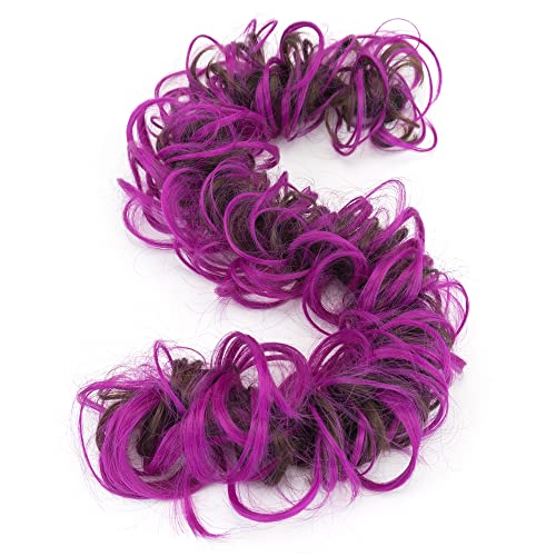 IMISSU Großes Haarteil Lockiges unordentliches Haarknoten Haargummis Elastisches Haarband Krapfen Hochsteckfrisur Chignon Haarverlängerungsstück für Mädchen (Braun Rose) von IMISSU