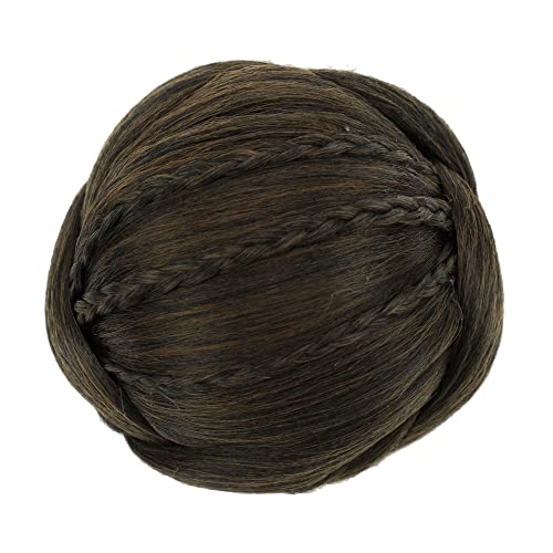 IMISSU Kleine Größe Geflochtener Chignon Tänzer Haarabdeckung Krapfen Haarteile Haargummis Haarknoten Perücke Hochsteckfrisur Hochzeit Party für Frauen (M2 Braun mischen) von IMISSU