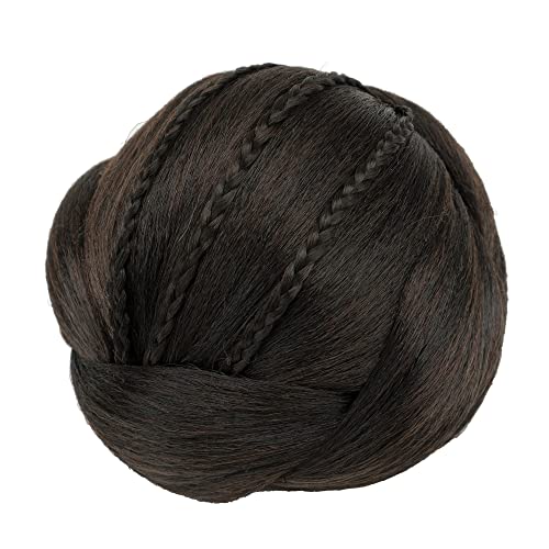 IMISSU Kleine Größe Geflochtener Chignon Tänzer Haarabdeckung Krapfen Haarteile Haargummis Haarknoten Perücke Hochsteckfrisur Hochzeit Party für Frauen (M2 Schokoladenbraun) von IMISSU