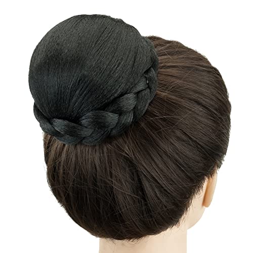 IMISSU Kleine Größe Geflochtener Chignon Tänzer Haarabdeckung Krapfen Haarteile Haargummis Haarknoten Perücke Hochsteckfrisur Hochzeit Party für Frauen (M3 Schwarz) von IMISSU