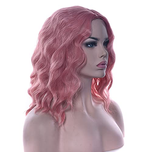 IMISSU Kurz Afro Lockiges Haar Perücken Cosplay Perücke Halloween Kostüm Party Kopfbedeckung für Frauen (Pink) von IMISSU