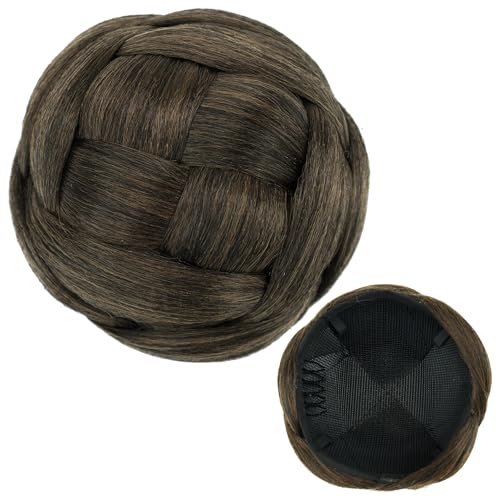 IMISSU Mittlere Größe Geflochtener Chignon Tänzerin Haarabdeckung Krapfen Haarteile Zubehör Haargummis Haarknoten Perücke Hochsteckfrisur Hochzeit Party für Frauen (Braun mischen) von IMISSU
