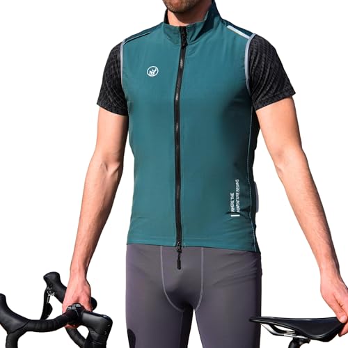IMPALAPRO Fahrradweste Herren Softshell Winddichte und Atmungsaktive Radweste Herren für Rennrad & MTB – Ultraleichte Fahrrad Weste Herren mit Reflektoren & Taschen (L, Dunkelgrün) von IMPALAPRO