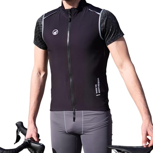 IMPALAPRO Fahrradweste Herren Softshell Winddichte und Atmungsaktive Radweste Herren für Rennrad & MTB – Ultraleichte Fahrrad Weste Herren mit Reflektoren & Taschen (L, Schwarz) von IMPALAPRO