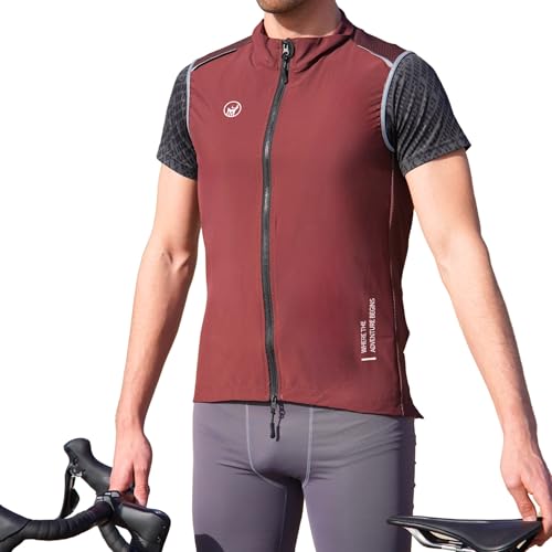 IMPALAPRO Fahrradweste Herren Softshell Winddichte und Atmungsaktive Radweste Herren für Rennrad & MTB – Ultraleichte Fahrrad Weste Herren mit Reflektoren & Taschen (M, Bordeauxrot) von IMPALAPRO