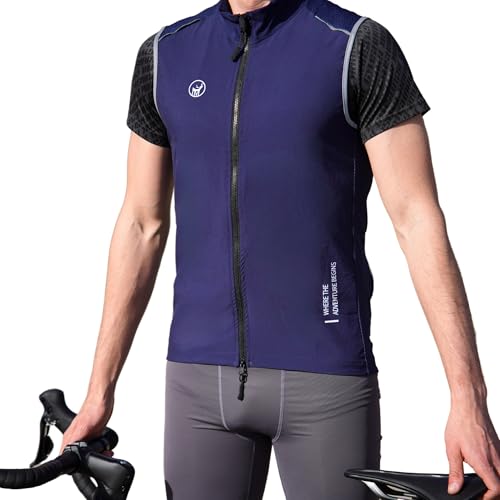 IMPALAPRO Fahrradweste Herren Softshell Winddichte und Atmungsaktive Radweste Herren für Rennrad & MTB – Ultraleichte Fahrrad Weste Herren mit Reflektoren & Taschen (M, Marineblau) von IMPALAPRO