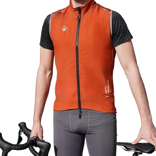 IMPALAPRO Fahrradweste Herren Softshell Winddichte und Atmungsaktive Radweste Herren für Rennrad & MTB – Ultraleichte Fahrrad Weste Herren mit Reflektoren & Taschen (S, Rostorange) von IMPALAPRO