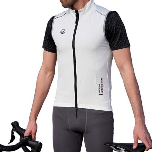 IMPALAPRO Fahrradweste Herren Softshell Winddichte und Atmungsaktive Radweste Herren für Rennrad & MTB – Ultraleichte Fahrrad Weste Herren mit Reflektoren & Taschen (S, Weiß) von IMPALAPRO