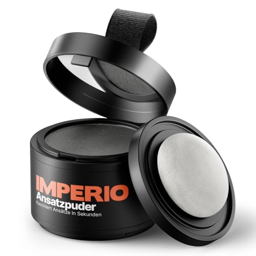 IMPERIO Ansatzpuder - Haar Concealer zur Haarverdichtung für Frauen und Männer, wasserfestes Haar Make-up zum Ansatz kaschieren - 4g (Dunkelgrau) von IMPERIO