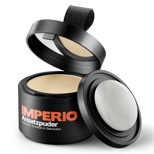 IMPERIO Ansatzpuder - Haar Concealer zur Haarverdichtung für Frauen und Männer, wasserfestes Haar Make-up zum Ansatz kaschieren - 4g (Hellblond) von IMPERIO