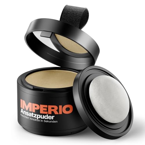 IMPERIO Ansatzpuder - Haar Concealer zur Haarverdichtung für Frauen und Männer, wasserfestes Haar Make-up zum Ansatz kaschieren - 4g (Mittelblond) von IMPERIO