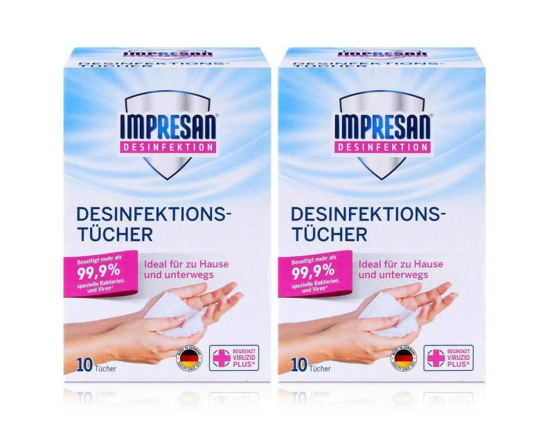 IMPRESAN Handseife Impresan Desinfektions-Tücher 10 stk. - Ideal für unterwegs (2er Pack) von IMPRESAN