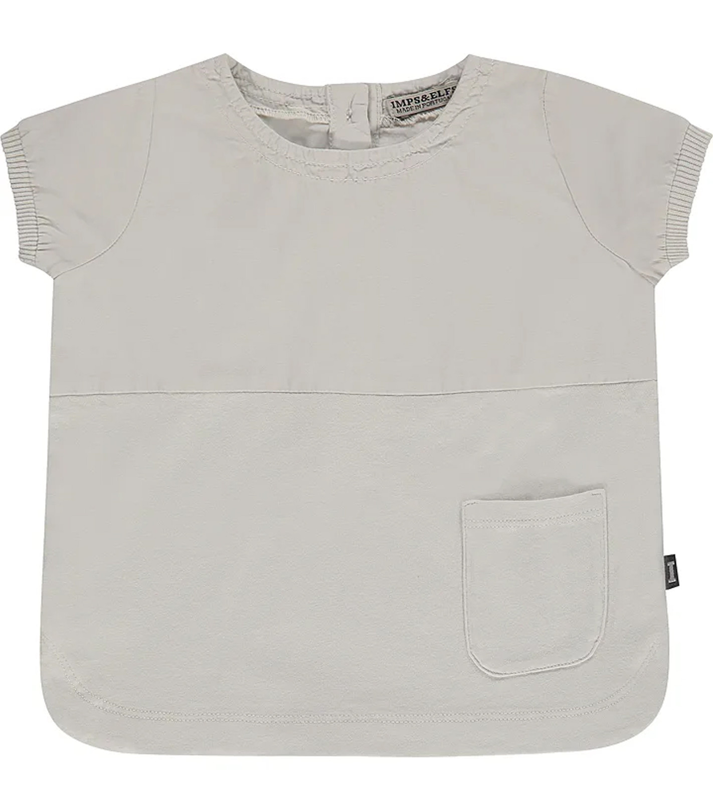 IMPS&ELFS Rundhals T-Shirt zeitloses Baby Rundhals-Shirt mit Knopfleiste hinten Hellgrau von IMPS & ELFS