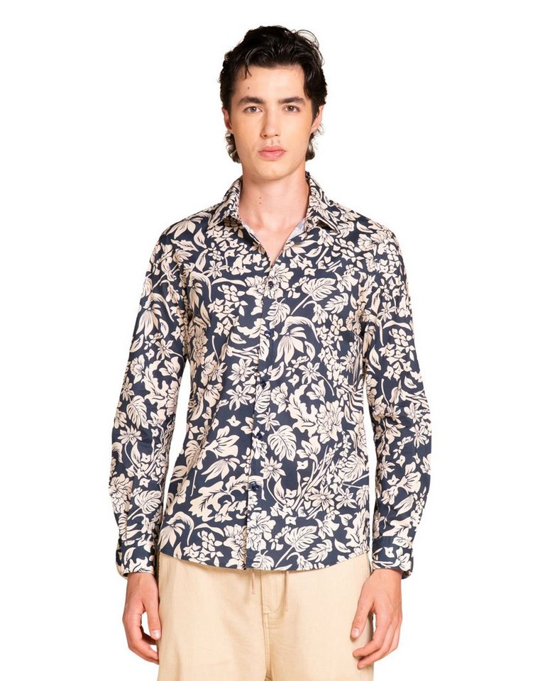 IMPURE Langarmhemd - italienisches Sommer Hemd mit Allover Print von IMPURE