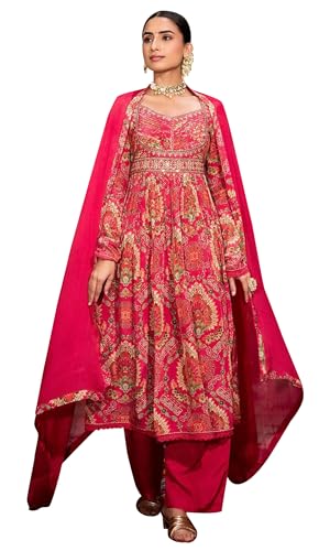 IMTRA FASHION Anarkali-Kurta Aus Viskose Für Damen Mit Hose Und Dupatta-Set Ethnisches Kleid von IMTRA FASHION