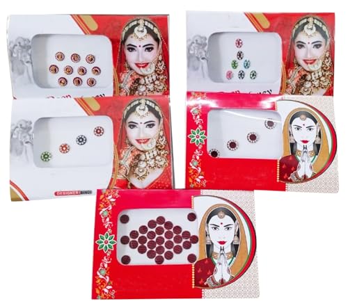 IMTRA FASHION Bindi Für Frauen 10Er-Pack Mehrfarbige Indische Stirnaufkleber Für Nägel Körper-Make-Up Gesichtsjuwelen Temporäre Tattoos Für Mädchen von IMTRA FASHION