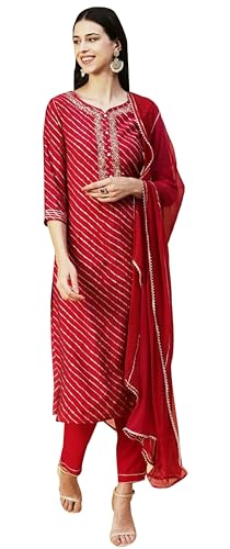 IMTRA FASHION Damen Lahariya Bedrucktes Kurti-Set, Indische Baumwolltunika, A-Linien-Kleid (XL) von IMTRA FASHION