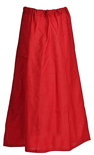 IMTRA FASHION Damen Petticoat Aus 100% Reiner Baumwolle Für Saree Unterrock Futterrock-Rot-Eine Größe von IMTRA FASHION