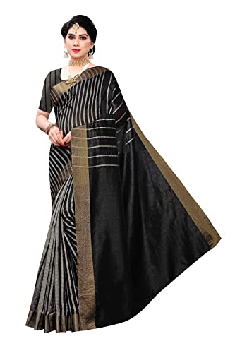 IMTRA FASHION Damen Sari Aus Baumwolle Seide Mit Blusenstück Indischer Sari Schwarz(PAITHANI BLACK) von IMTRA FASHION