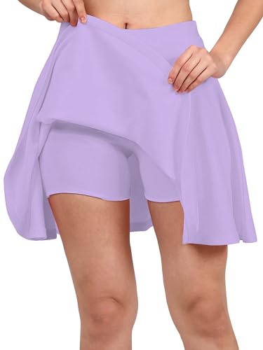 IMTRA FASHION Damen-Skaterrock Mit Shorts Dehnbarer Ausgestellter Skort Tennisröcke - Lavendel-Lila von IMTRA FASHION