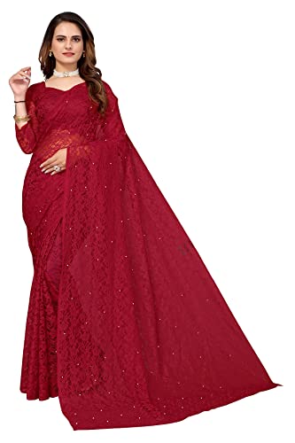 IMTRA FASHION Designer Netz Sari Für Frauen Indischer Blumen Sari Mit Bluse von IMTRA FASHION