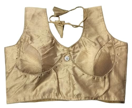 IMTRA FASHION Fertige Saree-Bluse Aus Indischer Tussar-Seide Einfarbiges Choli-Gold-36 von IMTRA FASHION