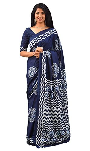 IMTRA FASHION Frauen Jaipuri Handblock Gedruckter Sari Reines Baumwoll Mulmul Saree von IMTRA FASHION