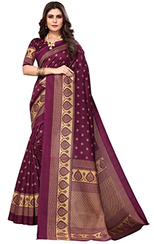 IMTRA FASHION Indischer Ethnischer Saree Kunst Sari Für Damen Mit Seidendruck Und Blusenteil-Lila-VEENA PURPLE von IMTRA FASHION