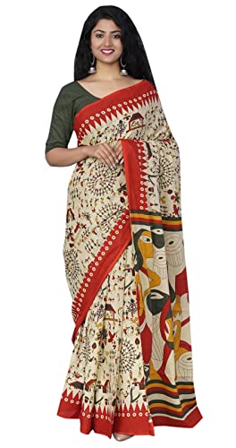 IMTRA FASHION Saree Aus 100% Reiner Baumwolle Für Frauen, Indischer Sari Mit Handblockdruck, Mehrfarbig von IMTRA FASHION