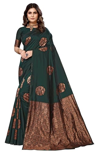 IMTRA FASHION Sari Für Damen Banarasi Jacquard Sari Mit Nicht Genähtem Blusenteil-Grün-MUDRA GREEN von IMTRA FASHION