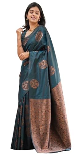 IMTRA FASHION Sari Für Damen Banarasi Jacquard Sari Mit Nicht Genähtem Blusenteil-Grün-MUDRA RAMA von IMTRA FASHION