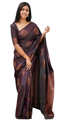 IMTRA FASHION Sari Für Damen Banarasi Jacquard Sari Mit Nicht Genähtem Blusenteil-Lila-MUDRA PURPLE von IMTRA FASHION