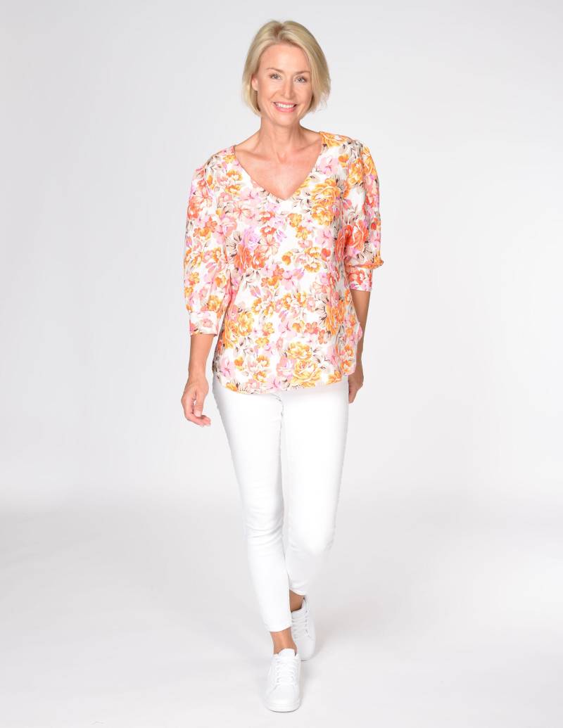 IN LINEA - Bluse 3/4 Arm 423 hot pink?+orange - Gr. - 38 von IN LINEA