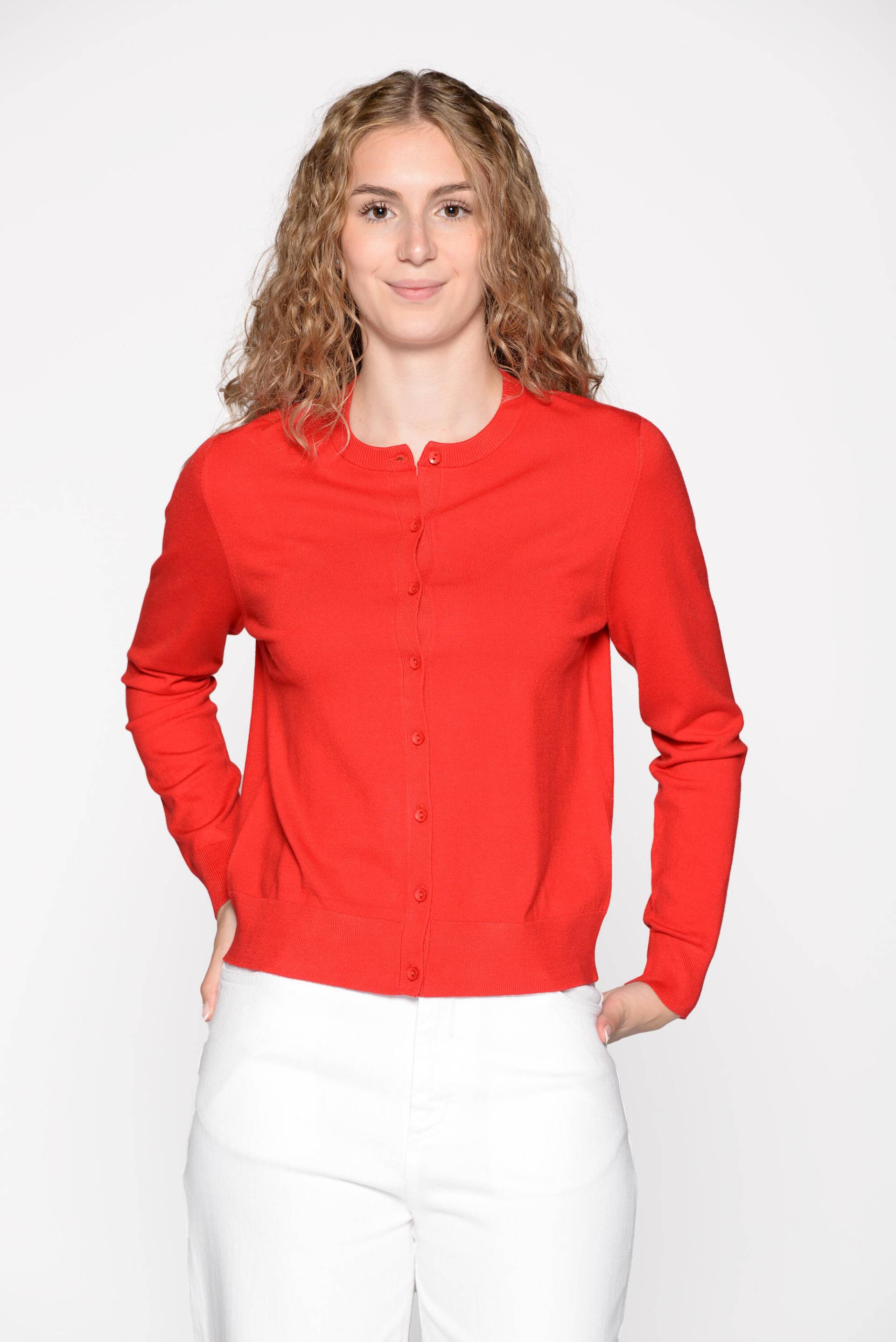 IN LINEA - Cardigan, Rundhals 449 summer red - Gr. - 44 von IN LINEA