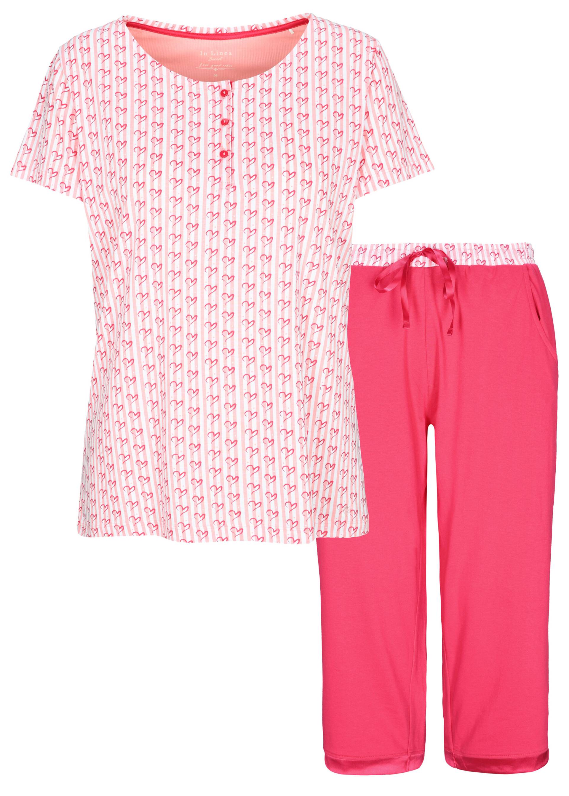 IN LINEA - Da.-Capri Pyjama pink hearts - Gr. - 42 von IN LINEA