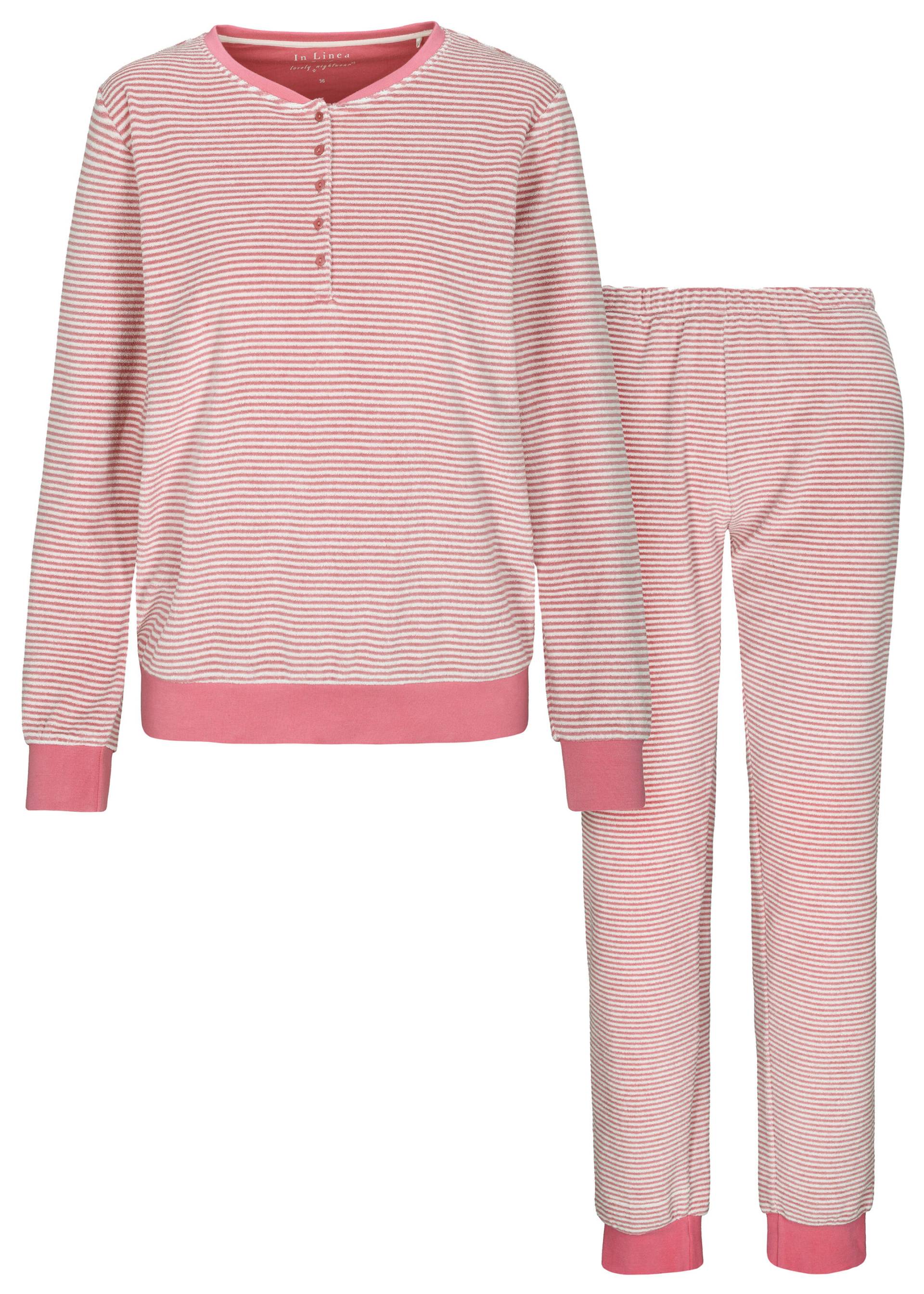 IN LINEA - Da.-Pyjama Frottee rosewood/blush - Gr. - 48 von IN LINEA