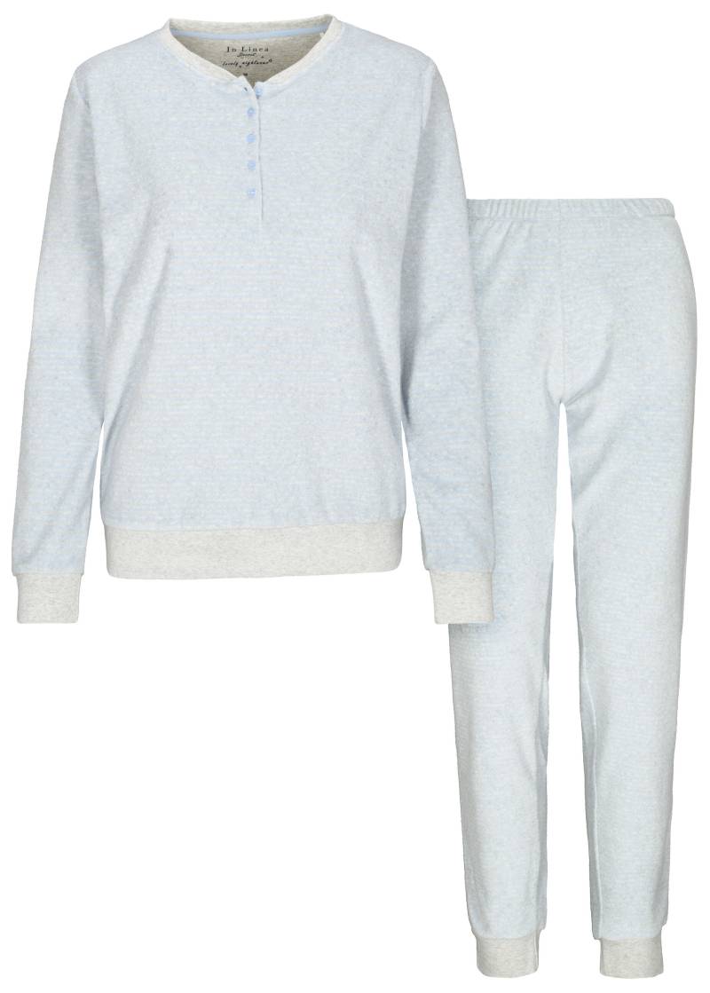 IN LINEA - Da.-Pyjama Frottee softblue/silver - Gr. - 38 von IN LINEA