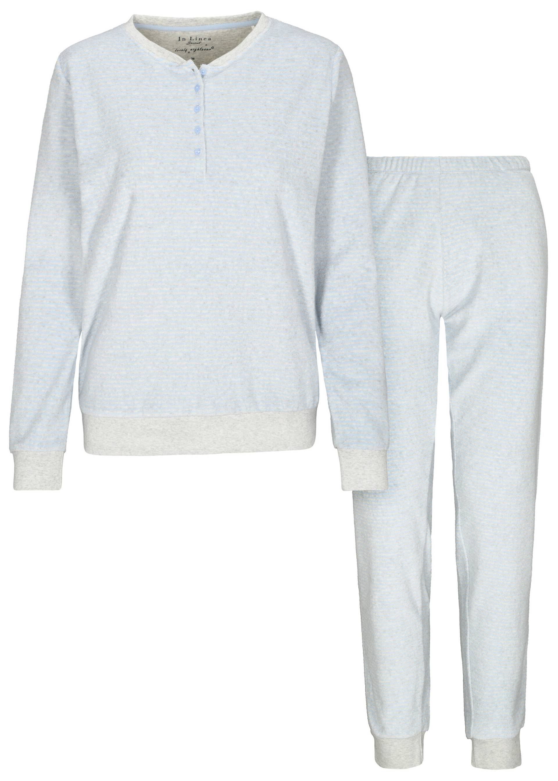 IN LINEA - Da.-Pyjama Frottee softblue/silver - Gr. - 42 von IN LINEA
