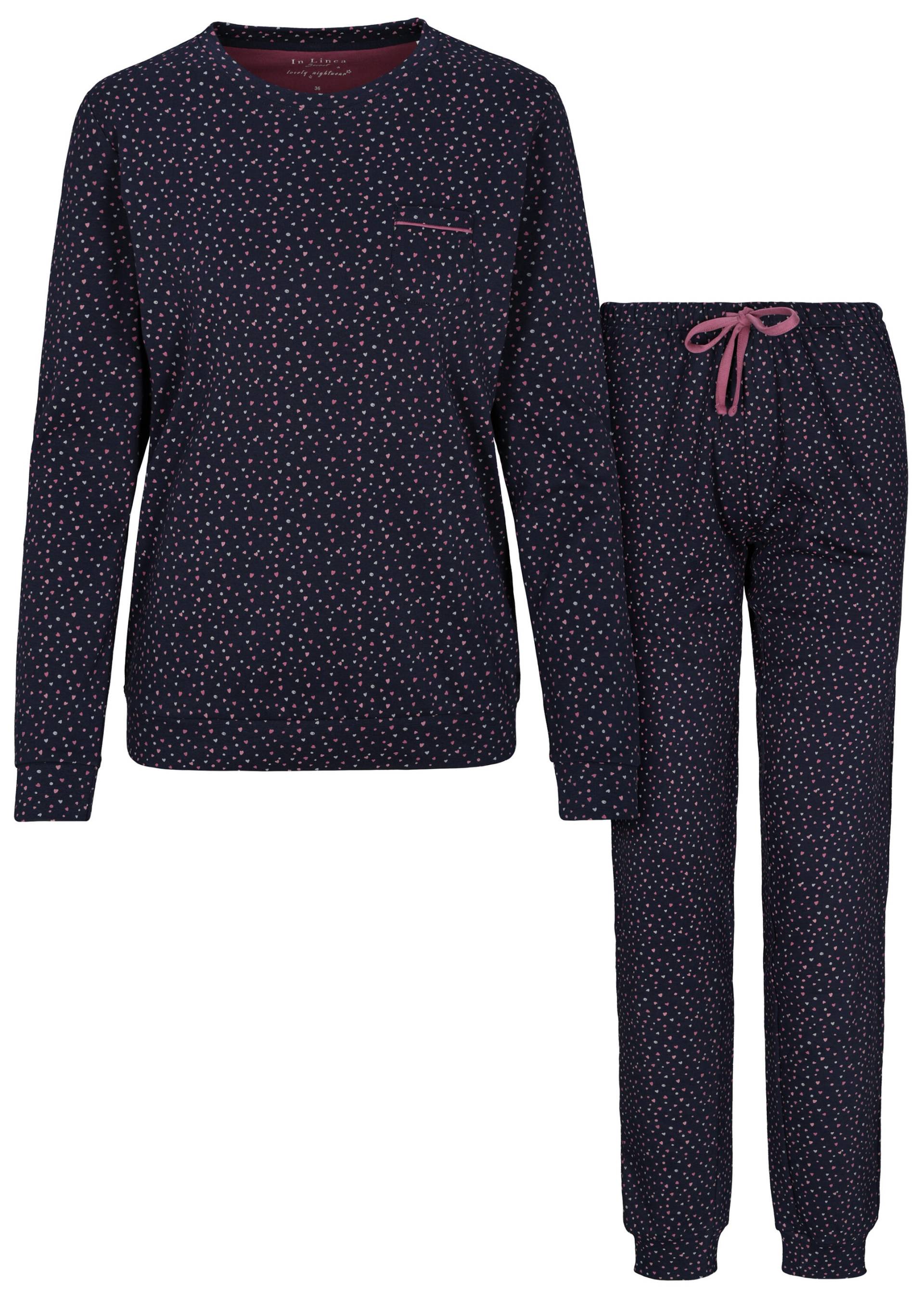 IN LINEA - Da.-Pyjama Interlock indigo hearts - Gr. - 44 von IN LINEA
