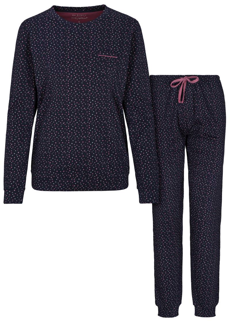 IN LINEA - Da.-Pyjama Interlock indigo hearts - Gr. - 44 von IN LINEA