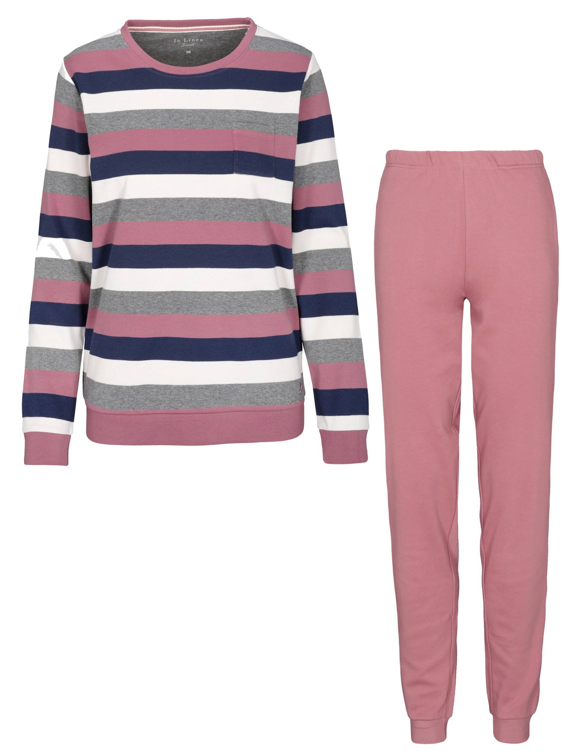 IN LINEA - Da.-Pyjama Interlock rosewood stripe - Gr. - 50 von IN LINEA