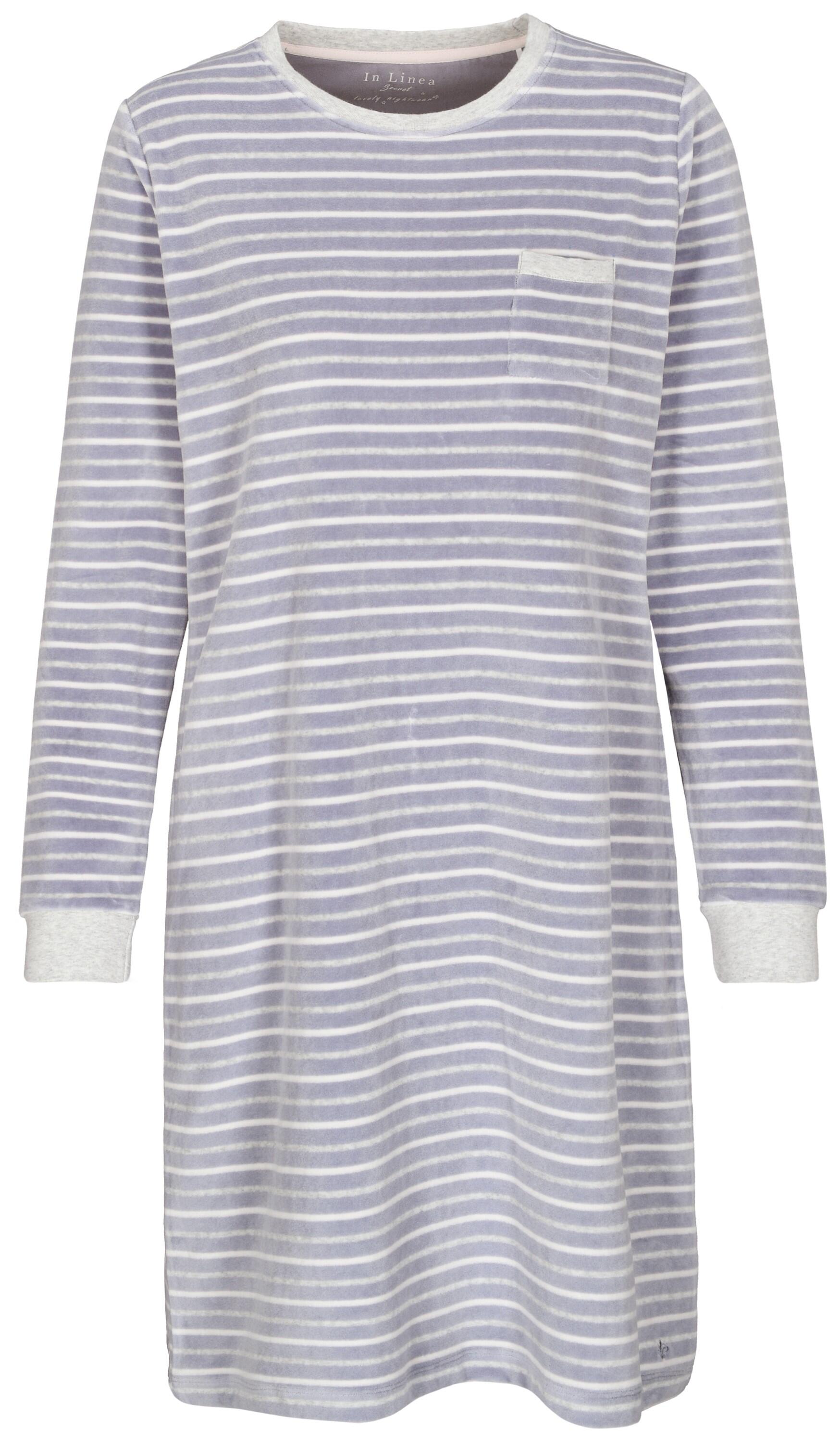 IN LINEA - Da.-Sleepshirt Velours silver stripe - Gr. - 46 von IN LINEA