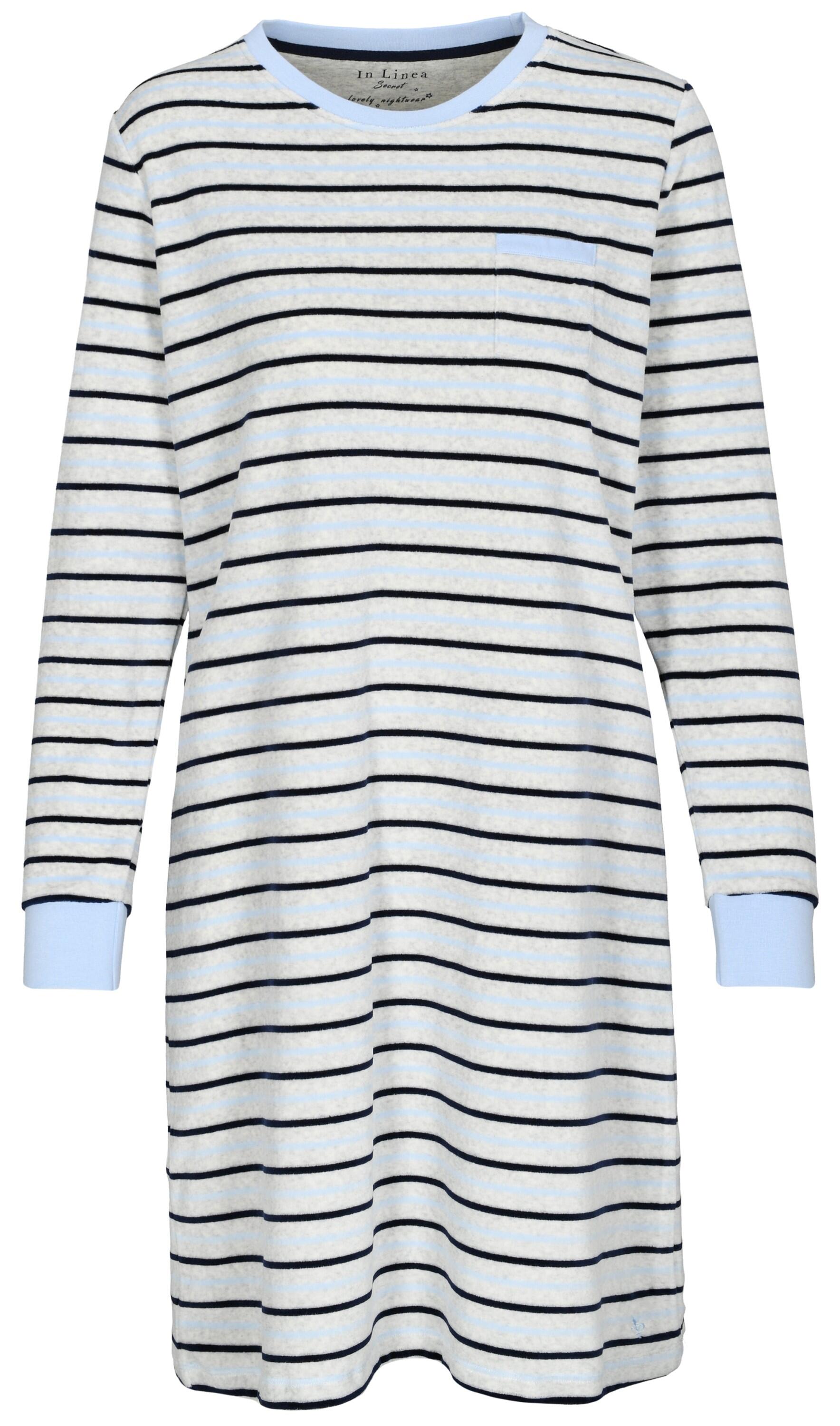 IN LINEA - Da.-Sleepshirt Velours softblue stripe - Gr. - 46 von IN LINEA