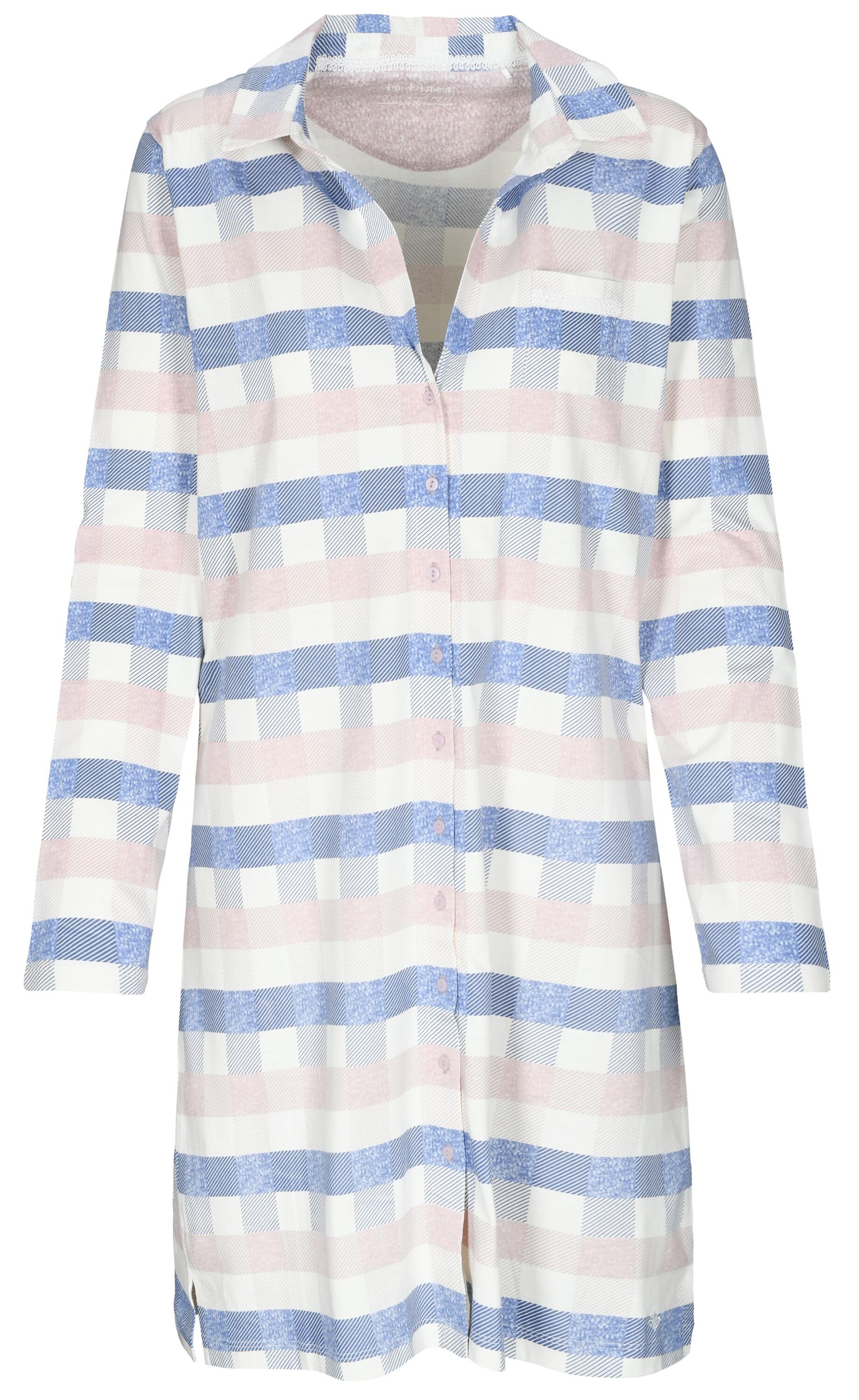 IN LINEA - Da.-Sleepshirt ecru check - Gr. - 42 von IN LINEA