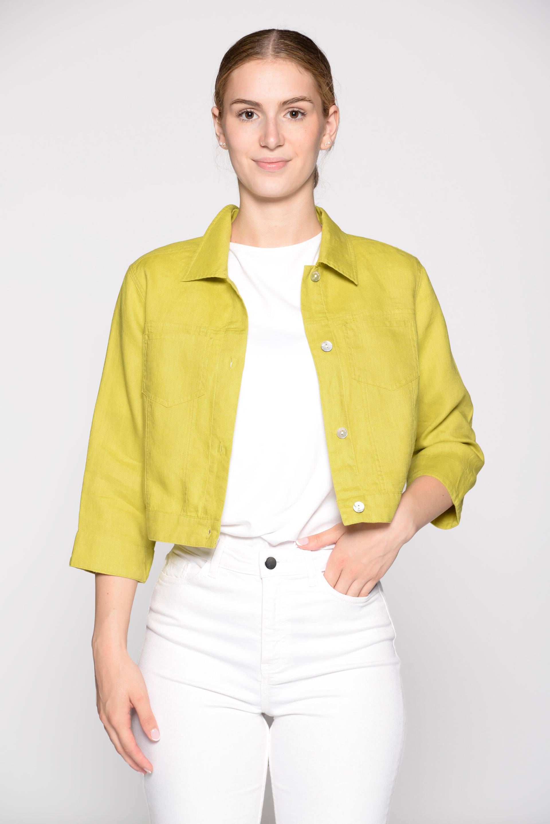 IN LINEA - Jacke, Hemdkragen, 3/4-Arm 549 lime - Gr. - 42 von IN LINEA
