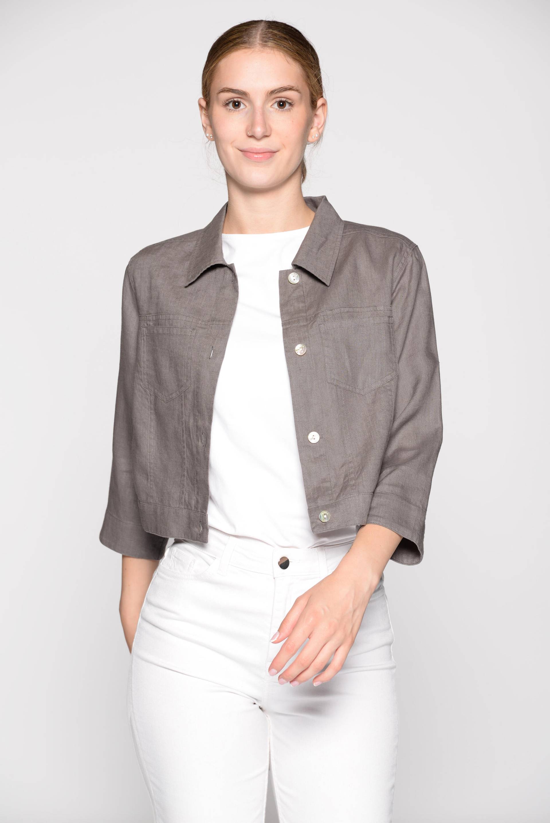 IN LINEA - Jacke, Hemdkragen, 3/4-Arm 801 grey - Gr. - 40 von IN LINEA