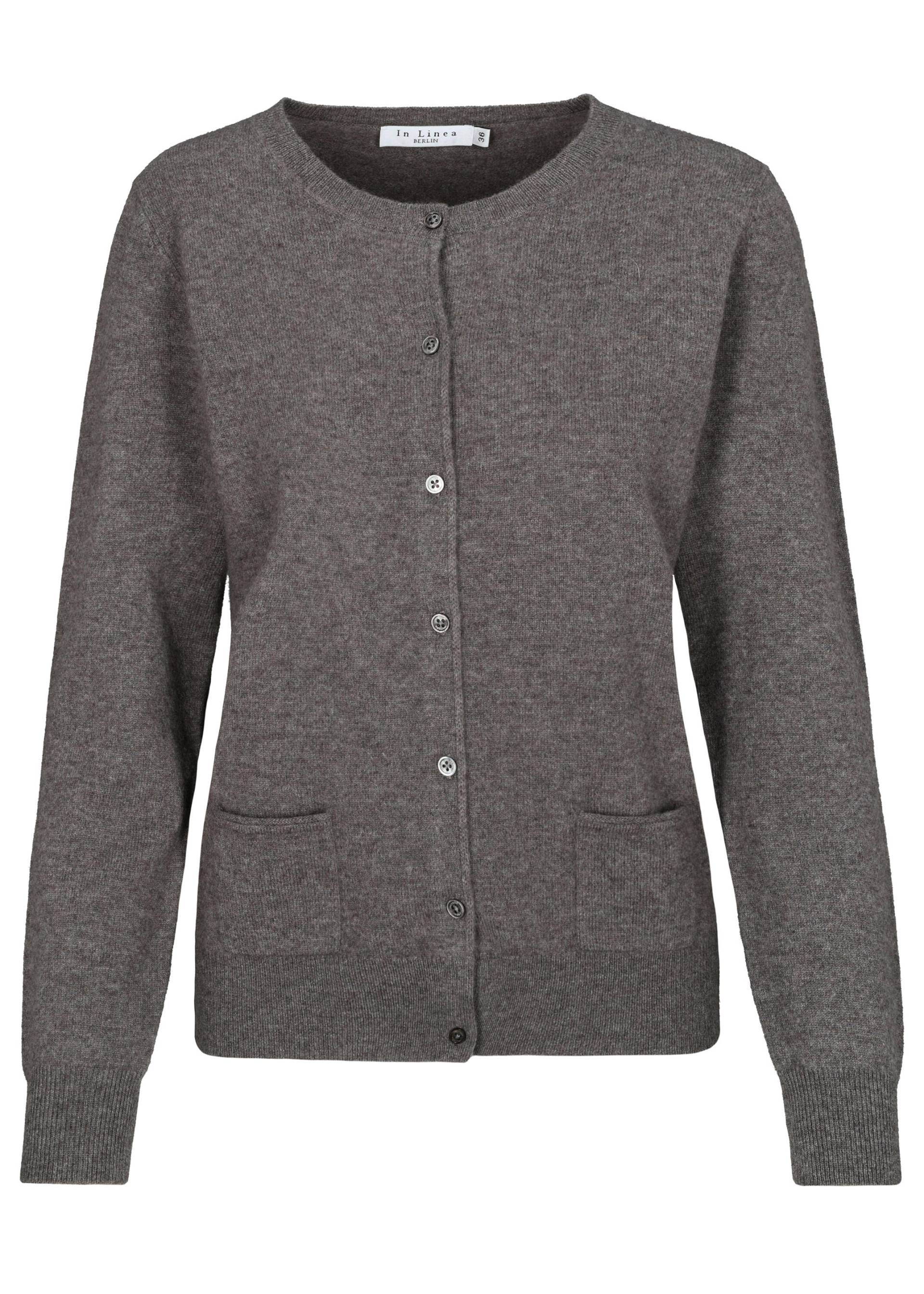 IN LINEA - NOS Cardigan, Rundhals 706 taupe mel. - Gr. - 42 von IN LINEA